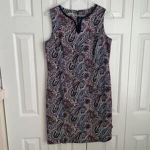 Talbots Paisley Print Textured‎ V-Neck Sleeveless Sheath Dress 12P